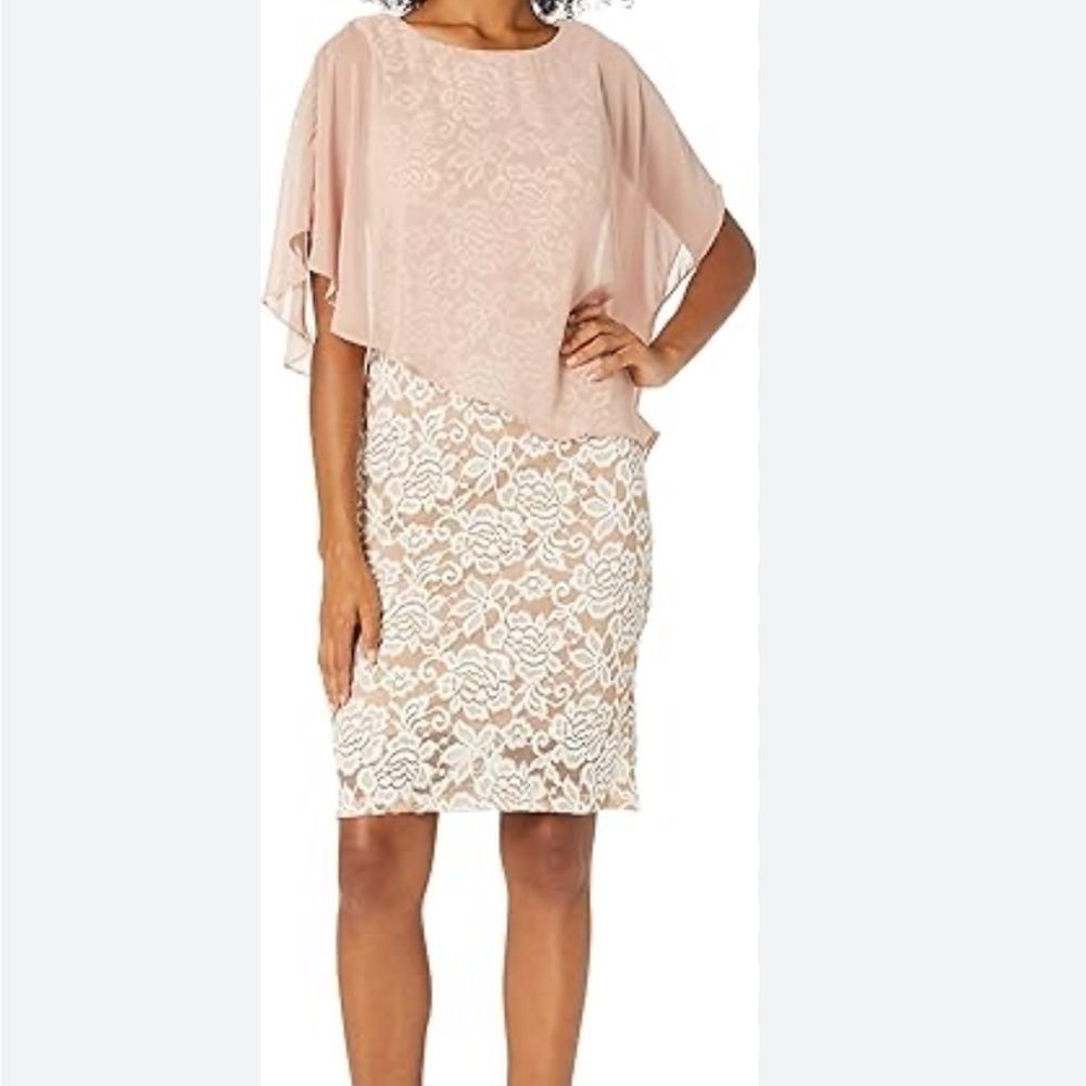 RONNI NICOLE eyelet sheath dress sheer shawl topper size 6
